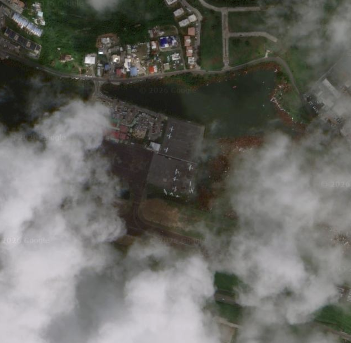 Satellite view of Grand Case l'Espérance Airport in Saint-Martin after the uracane