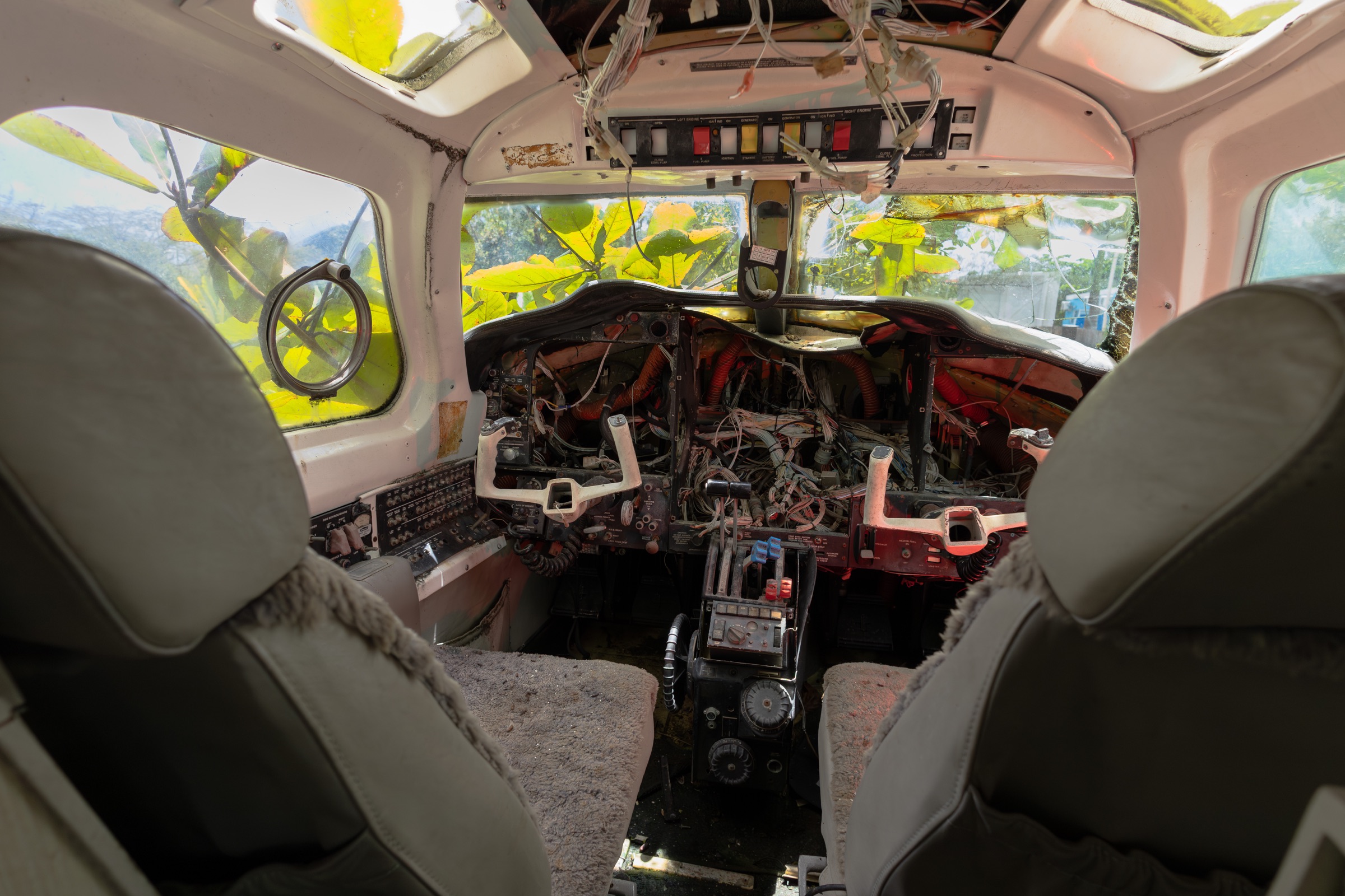 Cockpit instruments inside abandoned Piper Cheyenne